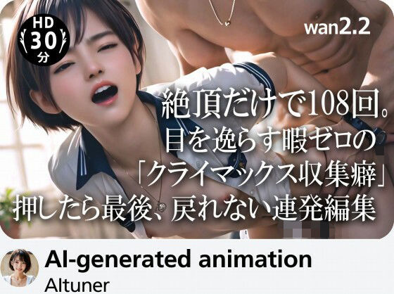 【3DCG】【】【30分HD】 絶頂だけで108回。目を逸らす暇ゼロの「クライマックス収集癖」──押したら最後、戻れない連発編集｜AItuner