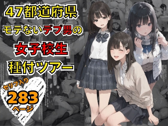 【イラスト・CG集】【】47都道府県 デブ男の女子校生種付ツアー｜まんチカン